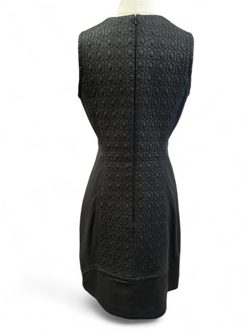 theyskens’ theory quilted geometric black lamb leather mini dress 🖤